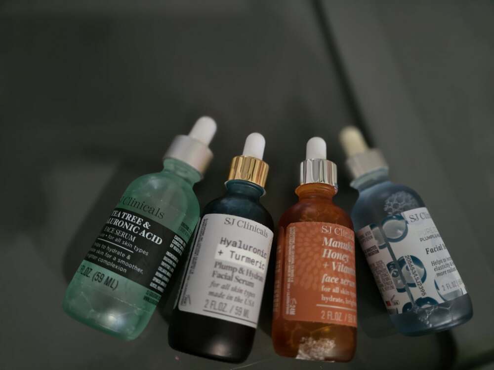 Set Of 4 SJ Clinical Facial Serums Hyaluronic Acid, Turmeric, Manuka & Collagen